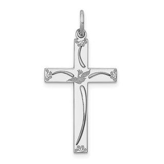 925 Sterling Silver Laser Designed Cross Pendant QXR106