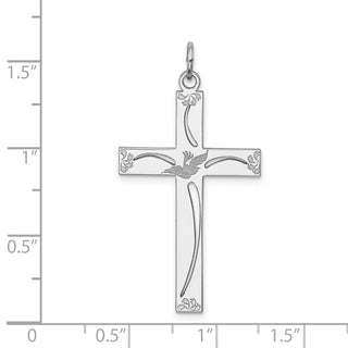 925 Sterling Silver Laser Designed Cross Pendant QXR107