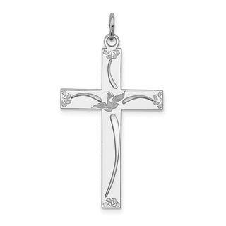 925 Sterling Silver Laser Designed Cross Pendant QXR107