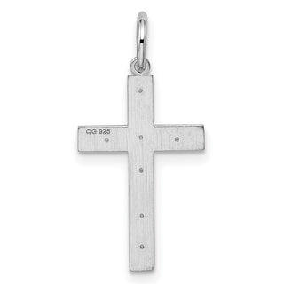 Sterling Silver Laser Designed Cross Pendant - 24 x 13mm, Polished