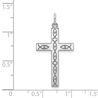 925 Sterling Silver Laser Designed Cross Pendant QXR114