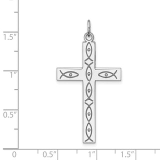 925 Sterling Silver Laser Designed Cross Pendant QXR115