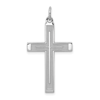 925 Sterling Silver Laser Designed Cross Pendant QXR117