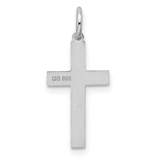 Sterling Silver Rhodium-plated Laser Designed Cross Charm QXR119