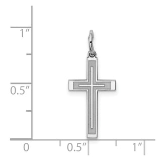Sterling Silver Rhodium-plated Laser Designed Cross Charm QXR119