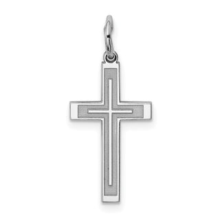 Sterling Silver Rhodium-plated Laser Designed Cross Charm QXR119