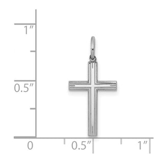Sterling Silver Rhodium-plated Laser Designed Cross Charm QXR120