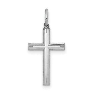 Sterling Silver Rhodium-plated Laser Designed Cross Charm QXR120