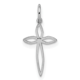 Sterling Silver Rhodium-plated Laser Designed Cross Charm QXR127