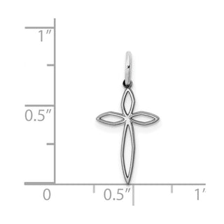 Sterling Silver Rhodium-plated Laser Designed Cross Charm QXR127