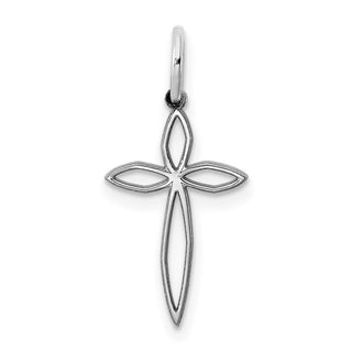 Sterling Silver Rhodium-plated Laser Designed Cross Charm QXR127