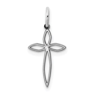 Sterling Silver Rhodium-plated Laser Designed Cross Charm QXR127