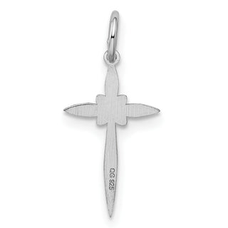 Sterling Silver Rhodium-plated Laser Designed Cross Charm QXR128
