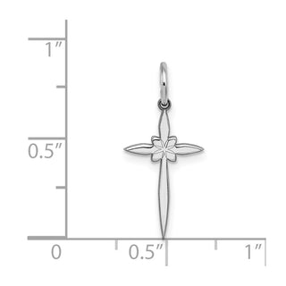 Sterling Silver Rhodium-plated Laser Designed Cross Charm QXR128