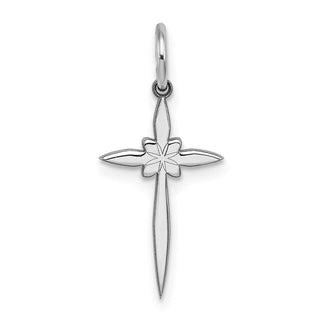 Sterling Silver Rhodium-plated Laser Designed Cross Charm QXR128