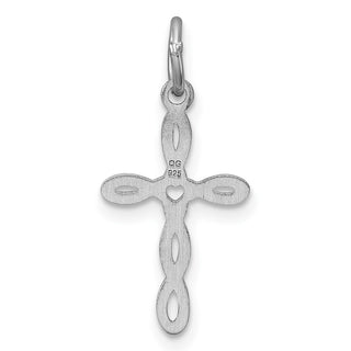 Sterling Silver Rhodium-plated Laser Designed Cross Charm QXR135