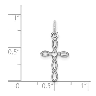 Sterling Silver Rhodium-plated Laser Designed Cross Charm QXR135