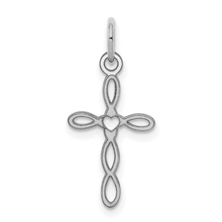 Sterling Silver Rhodium-plated Laser Designed Cross Charm QXR135