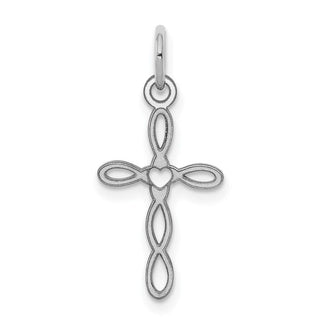 Sterling Silver Rhodium-plated Laser Designed Cross Charm QXR135
