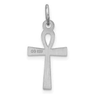 Sterling Silver Rhodium-plated Laser Designed Cross Charm QXR136