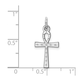 Sterling Silver Rhodium-plated Laser Designed Cross Charm QXR136