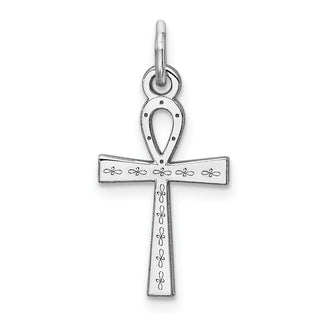 Sterling Silver Rhodium-plated Laser Designed Cross Charm QXR136