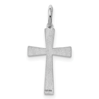 Sterling Silver Rhodium-plated Laser Designed Cross Charm QXR149