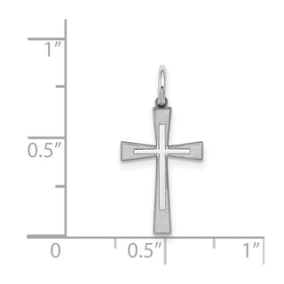 Sterling Silver Rhodium-plated Laser Designed Cross Charm QXR149