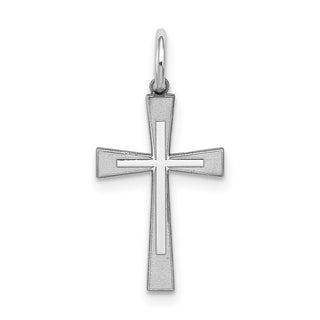 Sterling Silver Rhodium-plated Laser Designed Cross Charm QXR149