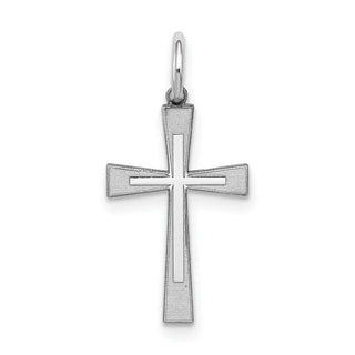 Sterling Silver Rhodium-plated Laser Designed Cross Charm QXR149