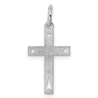 Sterling Silver Rhodium-plated Laser Designed Cross Charm QXR152