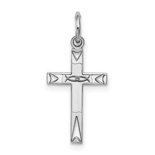 Sterling Silver Rhodium-plated Laser Designed Cross Charm QXR152