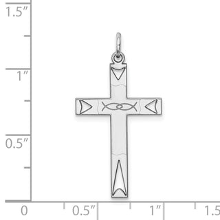 925 Sterling Silver Laser Designed Cross Pendant QXR154