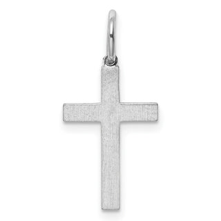 Sterling Silver Rhodium-plated Laser Designed Cross Charm QXR155