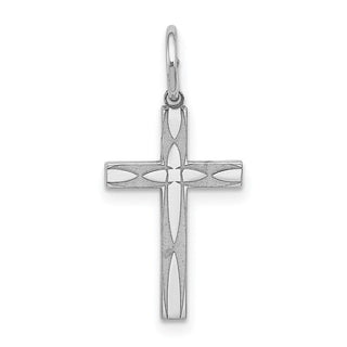 Sterling Silver Rhodium-plated Laser Designed Cross Charm QXR155