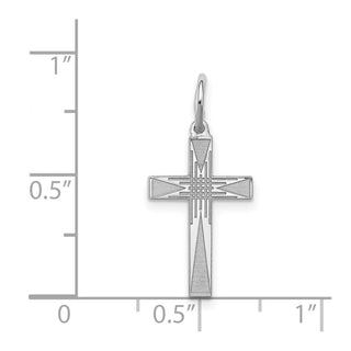 Sterling Silver Rhodium-plated Laser Designed Cross Charm QXR170