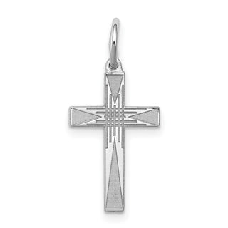 Sterling Silver Rhodium-plated Laser Designed Cross Charm QXR170