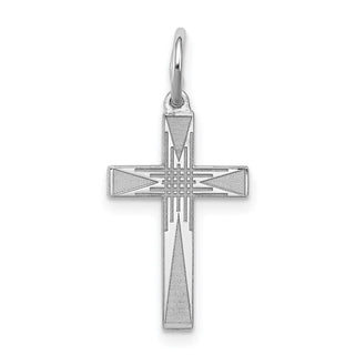 Sterling Silver Rhodium-plated Laser Designed Cross Charm QXR170