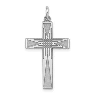 925 Sterling Silver Laser Designed Cross Pendant QXR172