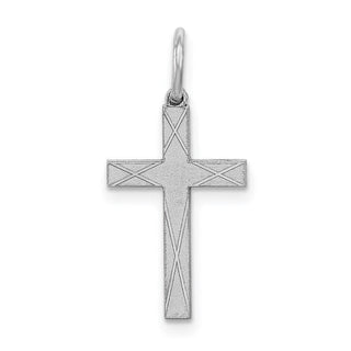 Sterling Silver Rhodium-plated Laser Designed Cross Charm QXR173