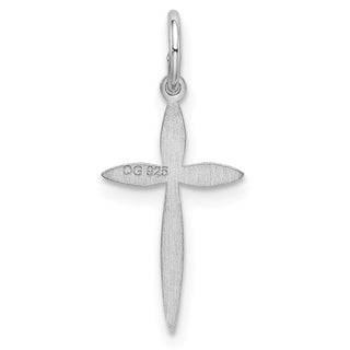Sterling Silver Rhodium-plated Laser Designed Cross Charm QXR179