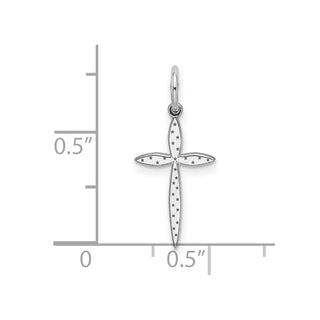 Sterling Silver Rhodium-plated Laser Designed Cross Charm QXR179
