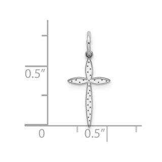 Sterling Silver Rhodium-plated Laser Designed Cross Charm QXR179