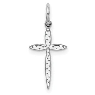 Sterling Silver Rhodium-plated Laser Designed Cross Charm QXR179