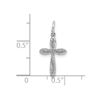 Sterling Silver Rhodium-plated Laser Designed Cross Charm QXR182