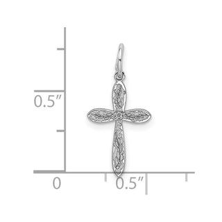 Sterling Silver Rhodium-plated Laser Designed Cross Charm QXR182