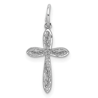 Sterling Silver Rhodium-plated Laser Designed Cross Charm QXR182