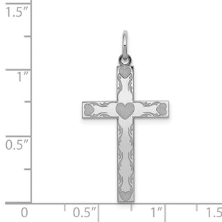925 Sterling Silver Laser Designed Cross Pendant QXR194