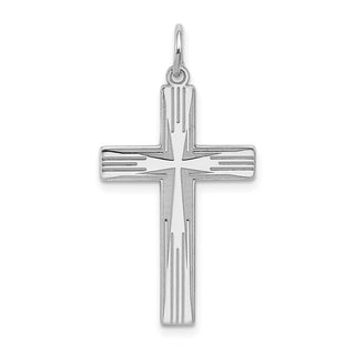 925 Sterling Silver Laser Designed Cross Pendant QXR212