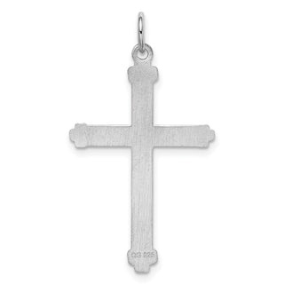 Sterling Silver Rhodium-plated Laser Designed Cross Charm QXR237